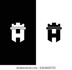 Creative Modern Initial Letter H Crown Logo. White Logo on Black Background. Usable for Business Logos. Flat Vector Logo Design Template Element