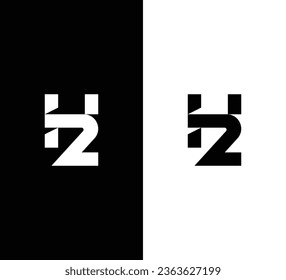 Creative Modern Initial Letter H2 Logo. White Logo on Black Background. Usable for Business Logos. Flat Vector Logo Design Template Element