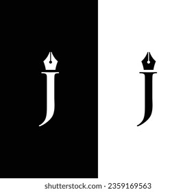 Creative Modern Initial Letter J Logo. Weißes Logo auf schwarzem Hintergrund. Für Firmenlogos geeignet. Flaches Vectorlogo-Design-Vorlagenelement.