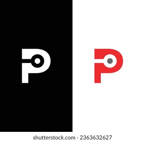 Creative Modern Initial Letter P Logo. Weißes Logo auf schwarzem Hintergrund. Für Firmenlogos geeignet. Flaches Vectorlogo-Design-Vorlagenelement