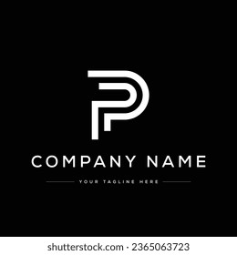 Creative Modern Initial Letter P Logo. Black and White Logo. Usable for Business Logos. Flat Vector Logo Design Template Element