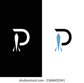 Creative Modern Initial Letter P Logo. Black and White Logo. Usable for Business Logos. Flat Vector Logo Design Template Element