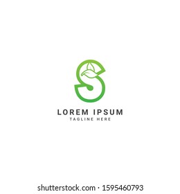 Creative and modern Initial Letter S With Leaf Luxury Logo. Green leaf logo Template vector Design