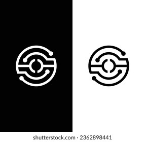 Creative Modern Initial Letter S Logo. White Logo on Black Background. Usable for Business Logos. Flat Vector Logo Design Template Element