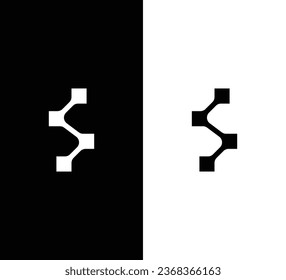 Logo De La Carta Inicial Creativa Moderna S. Logo en blanco y negro. Usable para logotipos de empresas. Elemento de plantilla de diseño de logotipo de vectores planos