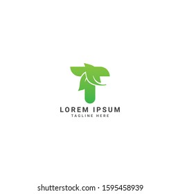 Creative and modern Initial Letter T With Leaf Luxury Logo. Green leaf logo Template vector Design