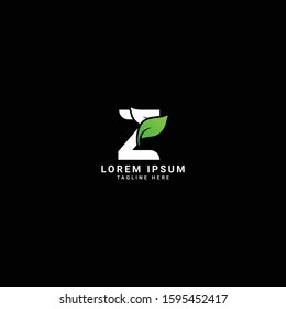 Creative and modern Initial Letter Z With Leaf Luxury Logo. Green leaf logo Template vector Design