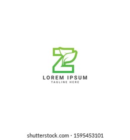 Creative and modern Initial Letter Z With Leaf Luxury Logo. Green leaf logo Template vector Design