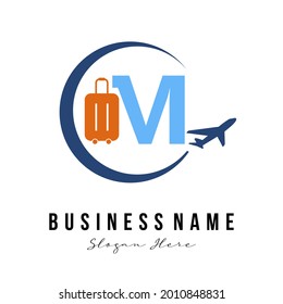 Creative Modern Initial M Letter Travel Agency, Transportation, Trip, Vacation, Tour service company. Traveler Business Logo Concept
