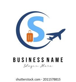 Creative Modern Initial S Letter Travel Agency, Transportation, Trip, Vacation, Tour service company. Traveler Holiday Business Logo Concept