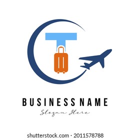Creativa Modern Inicial T Letter Travel Agency, Transportation, Trip, Vacation, Tour service company. Concepto de logotipo de negocios para vacaciones en viaje