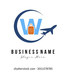 Creative Modern Initial W Letter Travel Agency, Transportation, Trip, Vacation, Tour service company. Traveler Holiday Business Logo Concept