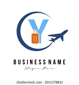 Agencia de Viajes Creativa Moderna Inicial Y Letter, Transportation, Trip, Vacation, Tour service company. Concepto de logotipo de negocios para vacaciones en viaje