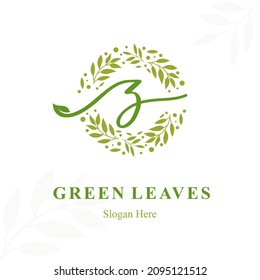 Creative Modern Initial z Letter with Circle Leaves Frame for Eco Friendly Fashion, Beauty Cosmetic, Make up, Soap, Environment Consultant Service Business Logo Vector Idea Design