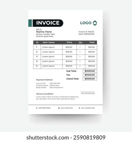 creative and modern invoice design template ready to print