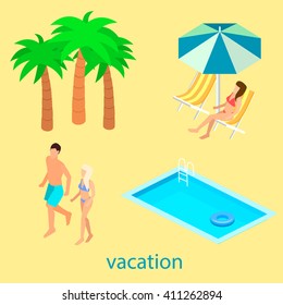 Creative modern isometric design of swimming pool