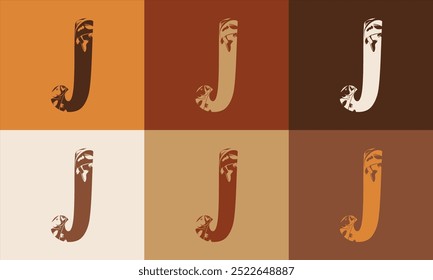 Creativo moderno J Icon Fish Logo con colorido Icon Vector 