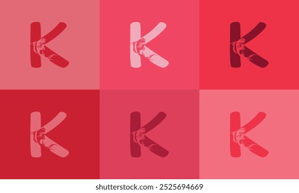Icono de K moderno creativo, con el Vector colorido del icono 