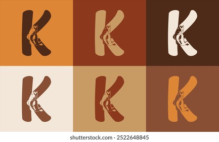 Creative Modern K Icon Fish Logo with colorful Icon Vector 