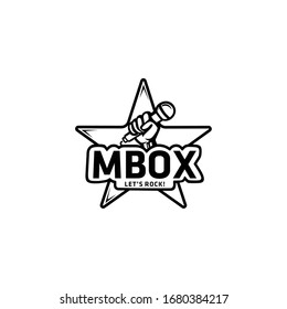 Logo creativo moderno de cantos de karaoke en emblema de la plantilla de logotipo del vector de signo estrella.