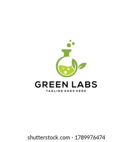 Creative modern labs glass with leaf sign logo design icon vector 