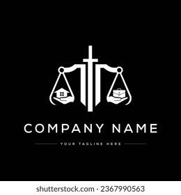 Creative Modern Law Logo. Black and White Logo. Usable for Business Logos. Flat Vector Logo Design Template Element