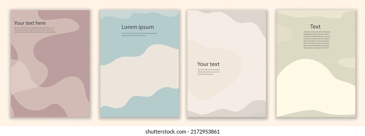 Creative modern layout template set in minimalist style with curved shapes.Set poster copy space.Backgrounds leaflet brochure covers or web pages with trendy colors for corporate identity