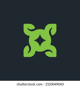 Creative modern leaf drone sign abstract logo design template.