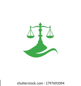Creative modern leaf law balance sign logo design template. Green Scales logo concepts. Law firm with Leaf logo vector