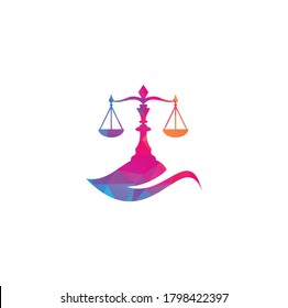 Plantilla de diseño del logotipo del logotipo del signo del equilibrio de la ley de hoja moderna creativa. Conceptos del logo de Green Scales. Firma de leyes con el vector del logo de Leaf