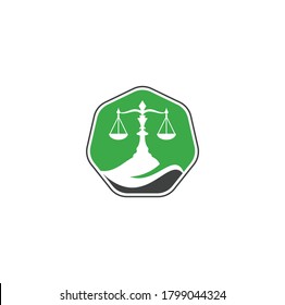 Creative modern leaf law balance sign logo design template. Law firm with Leaf logo vector.