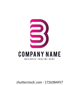 creative modern Letter B gradient  pink darker and lighter color design template