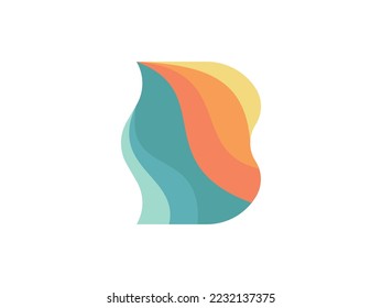 Creative modern letter B logo mark with wave vibe concept