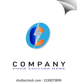 Creative and Modern Letter C Logos, Icons, Symbols with blue circle - Vector