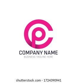 creative modern Letter c p logo design template pink color logo 