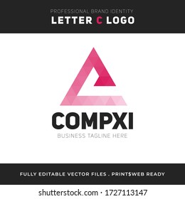 creative modern Letter c 
  red  darker and lighter color design template