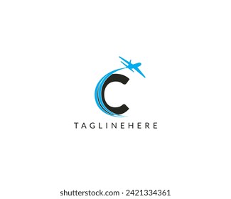 Creative Modern Letter C tour and travel logo design vector Illustration.