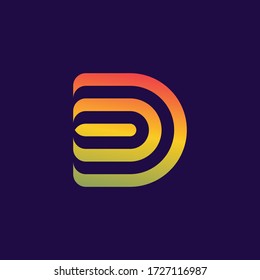 kreative, moderne Letter d Logo Farbverlauf rot dunkler und heller Farbe Design Vorlage