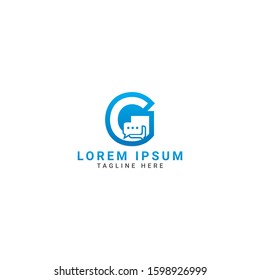 creative and modern letter g logo design template with Social network communication concept. Icon with two speech bubbles of chat messages. Flat filled outline style