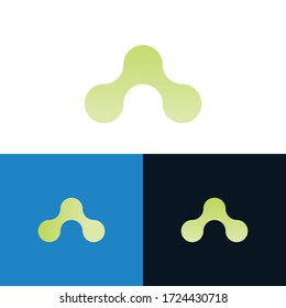 letra creativa moderna A color gradiente nano tecnología una plantilla de diseño de logotipo de letra