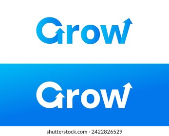 Creative Modern Letter "Grow" with arrow overlap in shape letter G,W logo vector design concept. Graphic alphabet Letter "Grow" symbol for corporate identity, business, investment, financial growth.