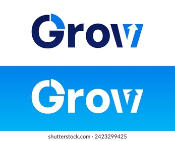 Creative Modern Letter "Grow" with arrow overlap in shape letter W logo vector design concept. Graphic alphabet Letter "Grow" symbol for corporate identity, business, investment, financial growth.