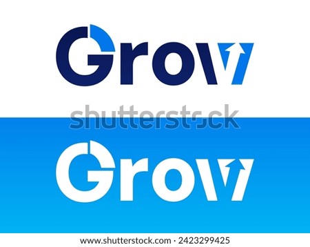 Creative Modern Letter "Grow" with arrow overlap in shape letter W logo vector design concept. Graphic alphabet Letter "Grow" symbol for corporate identity, business, investment, financial growth.