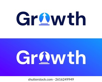 Creative Modern Letter "Growth" with overlapping ladder of success growth up arrow in letter O logo vector design concept. Graphic alphabet Letter "Growth" symbol for corporate identity, business, web