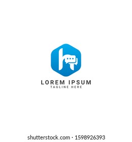 creative and modern letter h logo design template with Social network communication concept. Icon with two speech bubbles of chat messages. Flat filled outline style