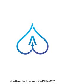 A creative modern letter A with heart shape vector logo template