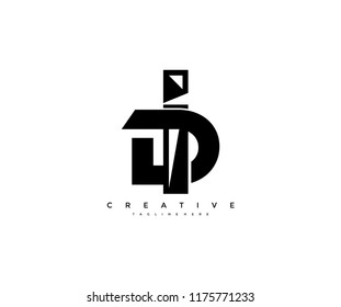 Creative Modern Letter ID Linked Techno Monogram Logo