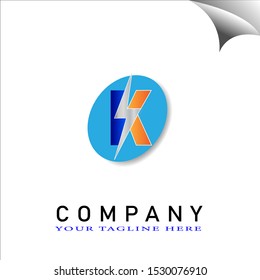 Creative and Modern Letter K Logos, Icons, Symbols with blue circle - Vector