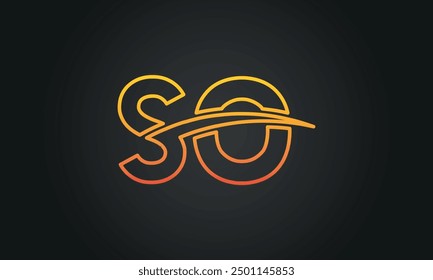 SO creative and modern letter logo design. SO logo design vector in black background.