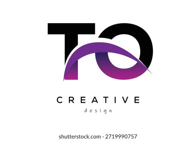 TO kreatives und modernes Buchstabenlogo-Design mit kreativem violettem Wellenabstrakt Letzteres Logo-Konzept.